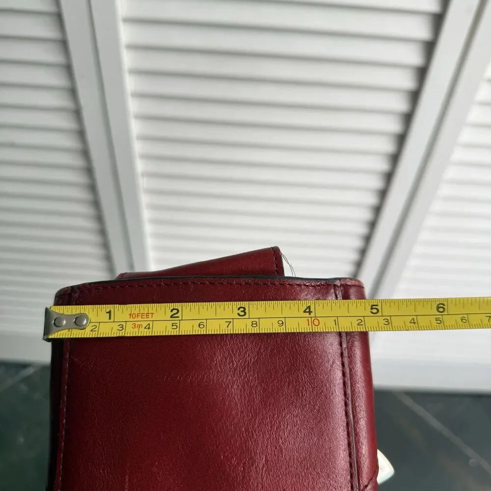 Vintage Red Leather Bag Zip Top Buckle Accents Silver Hardware